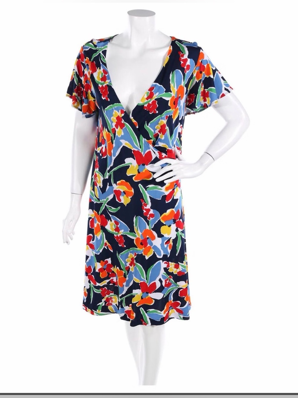 Ralph Lauren Navy Floral Wrap-Style Swim Cover-Up